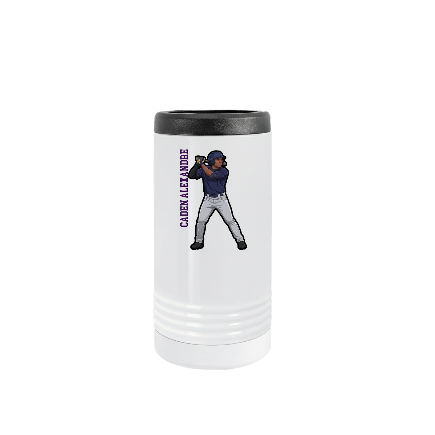 Slim Beverage Holder — Name Vertical in White