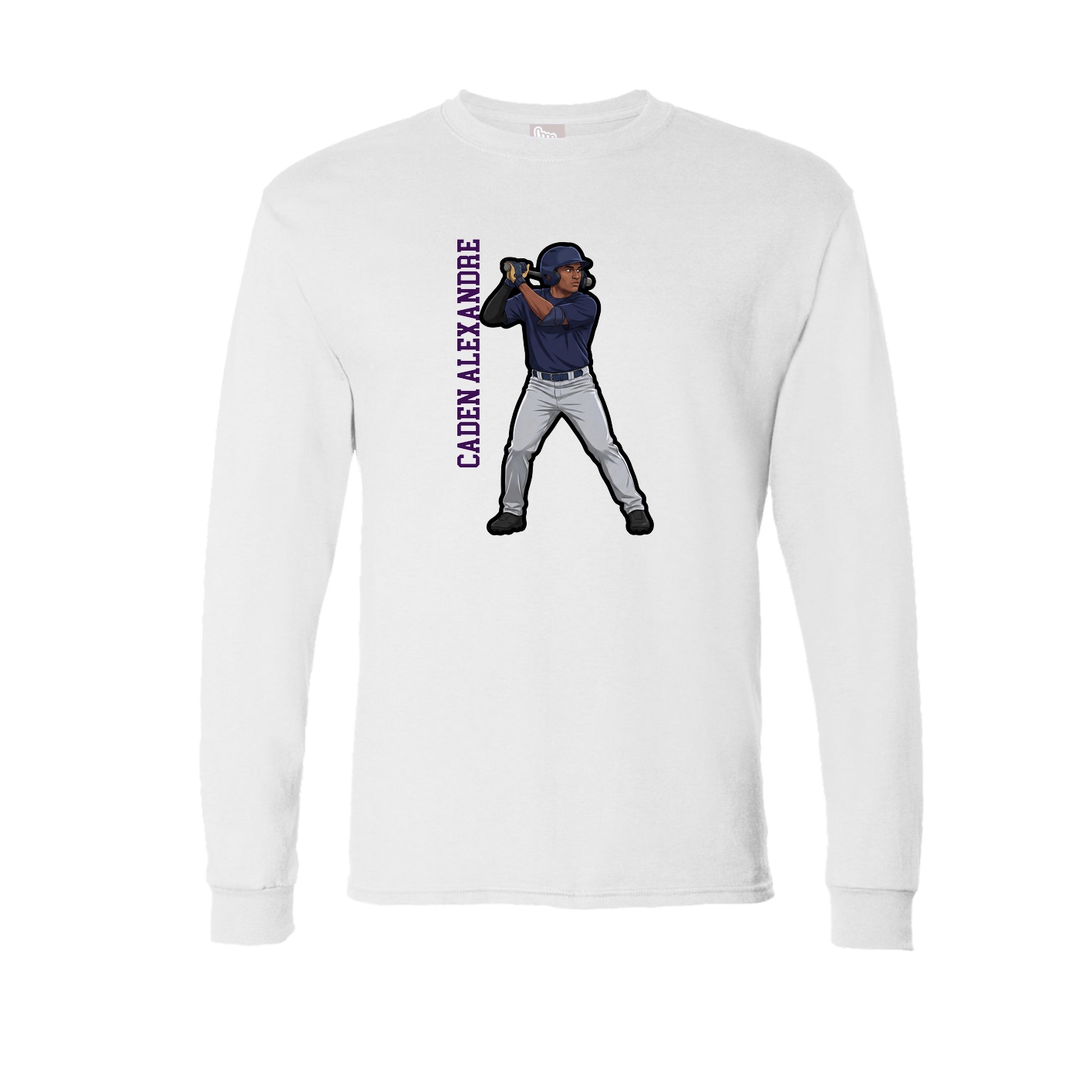 Long Sleeve Tee — Name Vertical in White