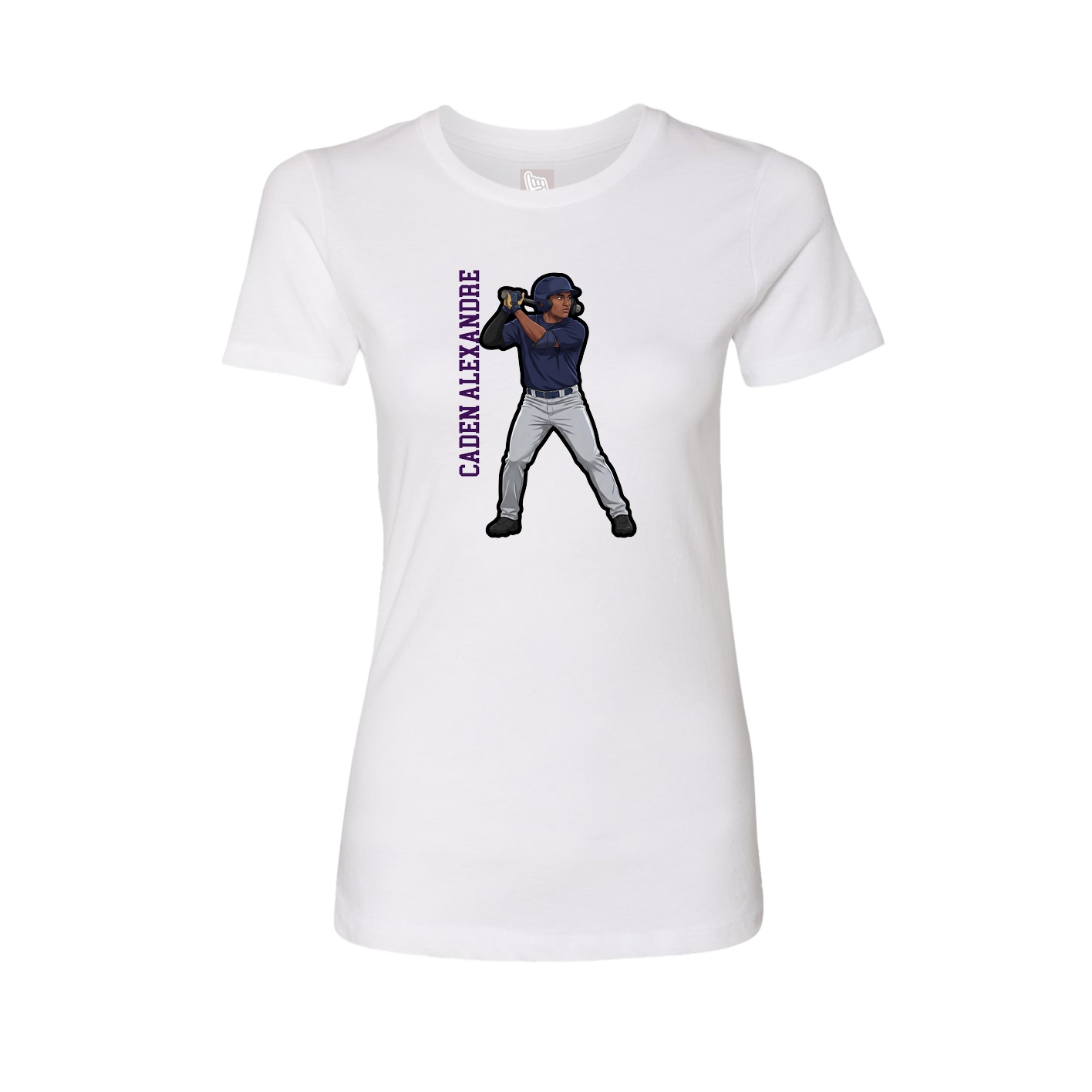 Fitted Women's Tee — Name Vertical in White