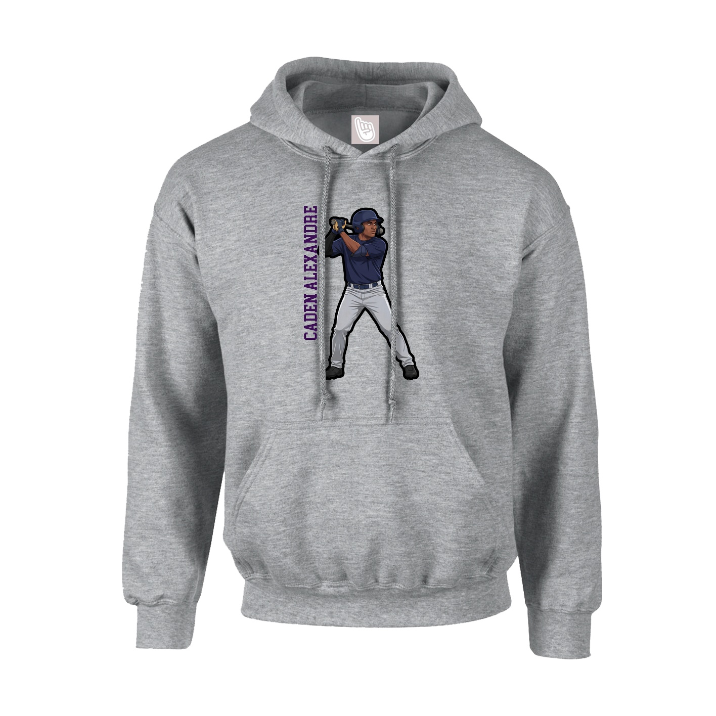Hoodie — Name Vertical in Grey