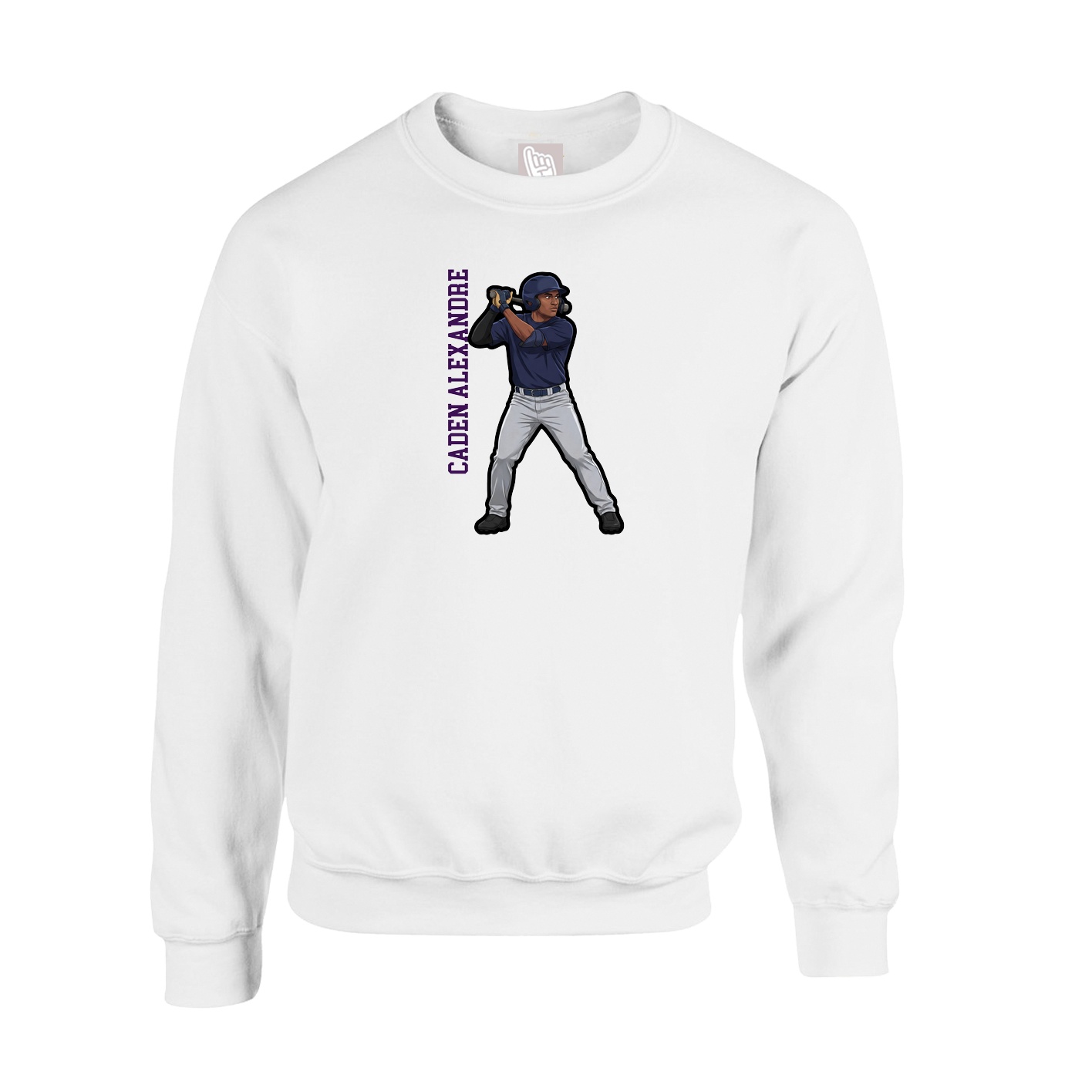 Fleece Crew — Name Vertical in White