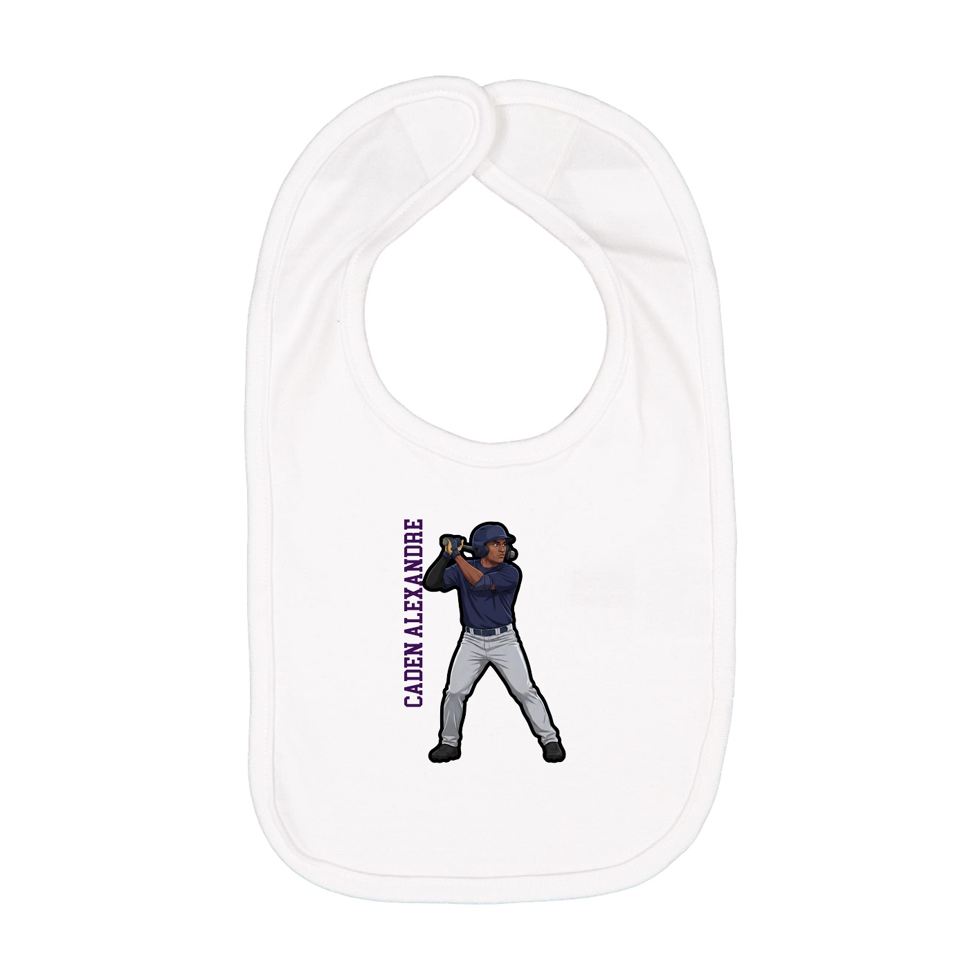 Infant Bib — Name Vertical in White