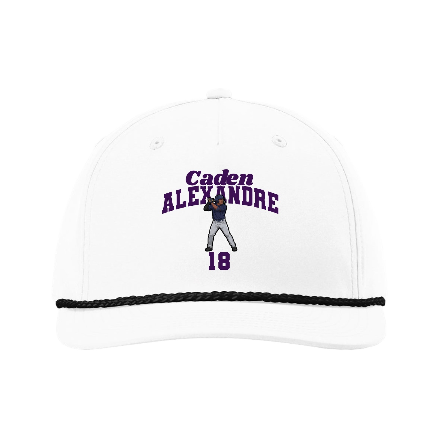 Five-Panel Classic Rope Cap — Signature Arch in White