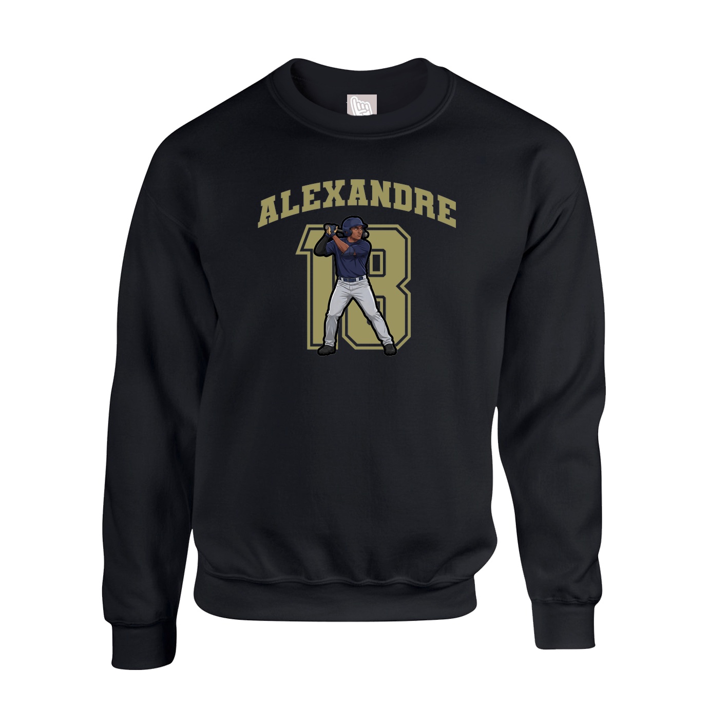 Fleece Crew — Number in Black