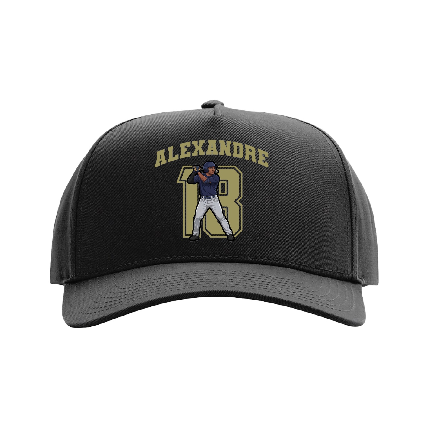 Full Fabric Five-Panel Champ Cap — Number in Black