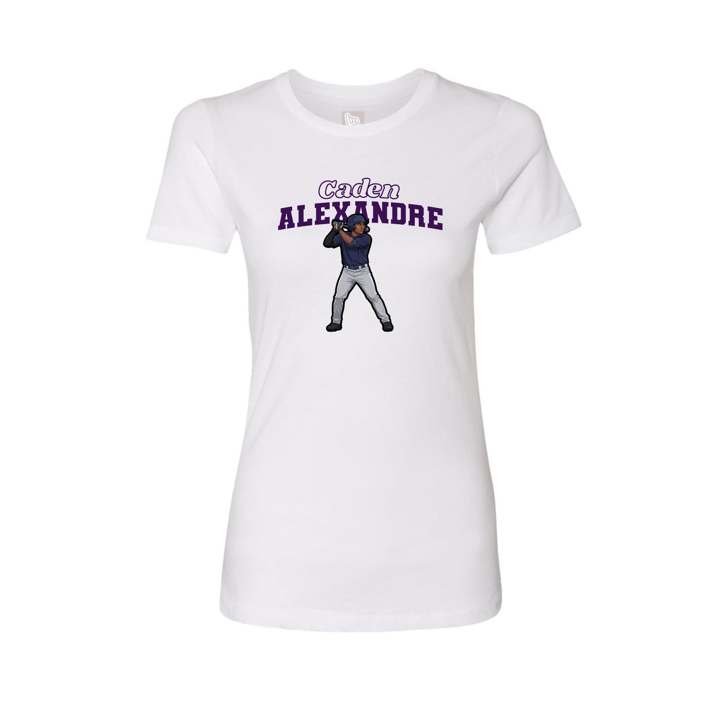 Fitted Women's Tee — Name Arch in White