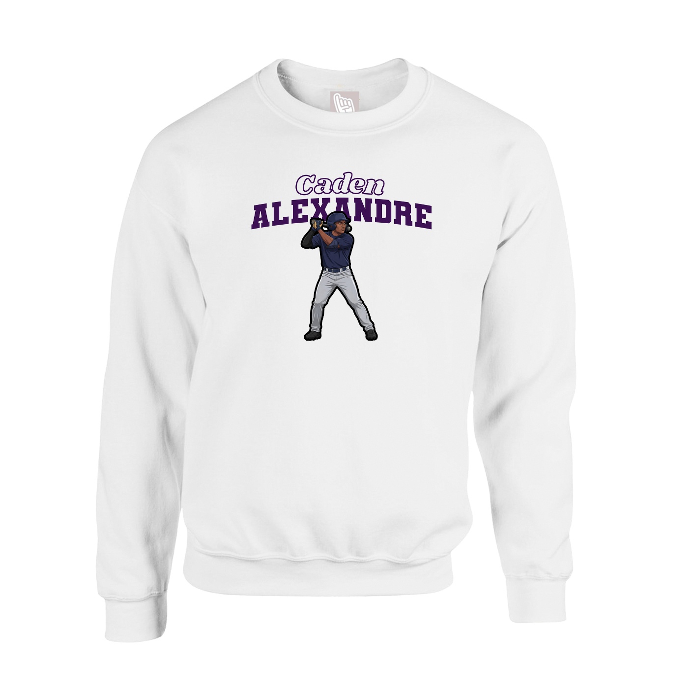 Fleece Crew — Name Arch in White