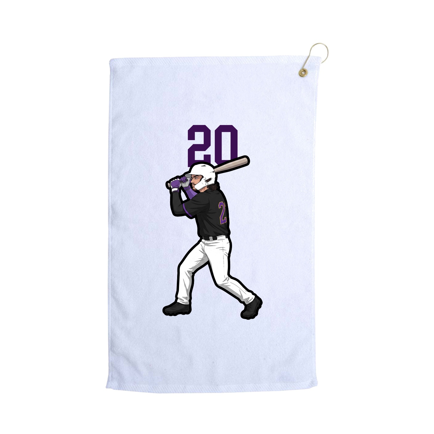 Golf Towel — Number Top in White