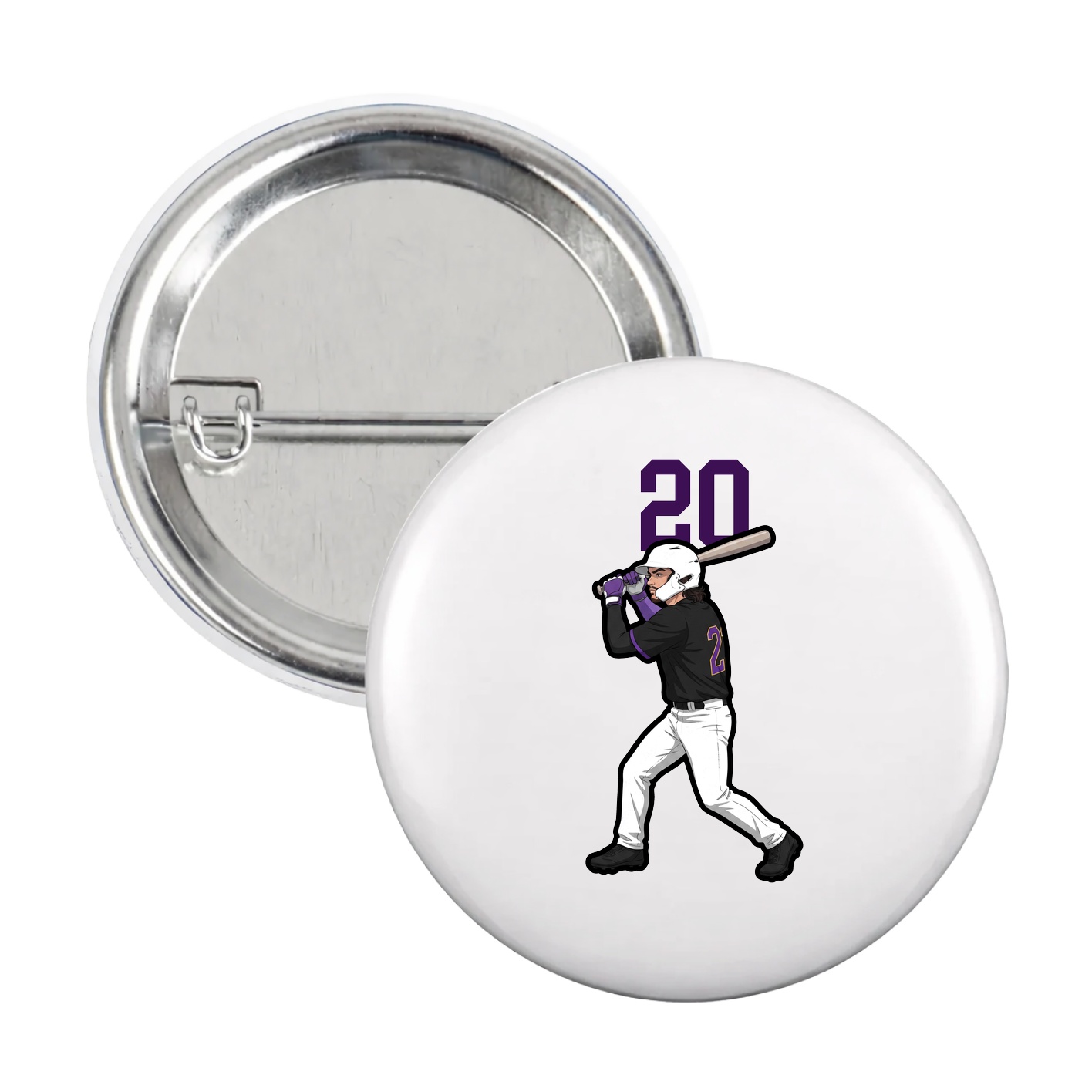 Game Day Button — Number Top in White