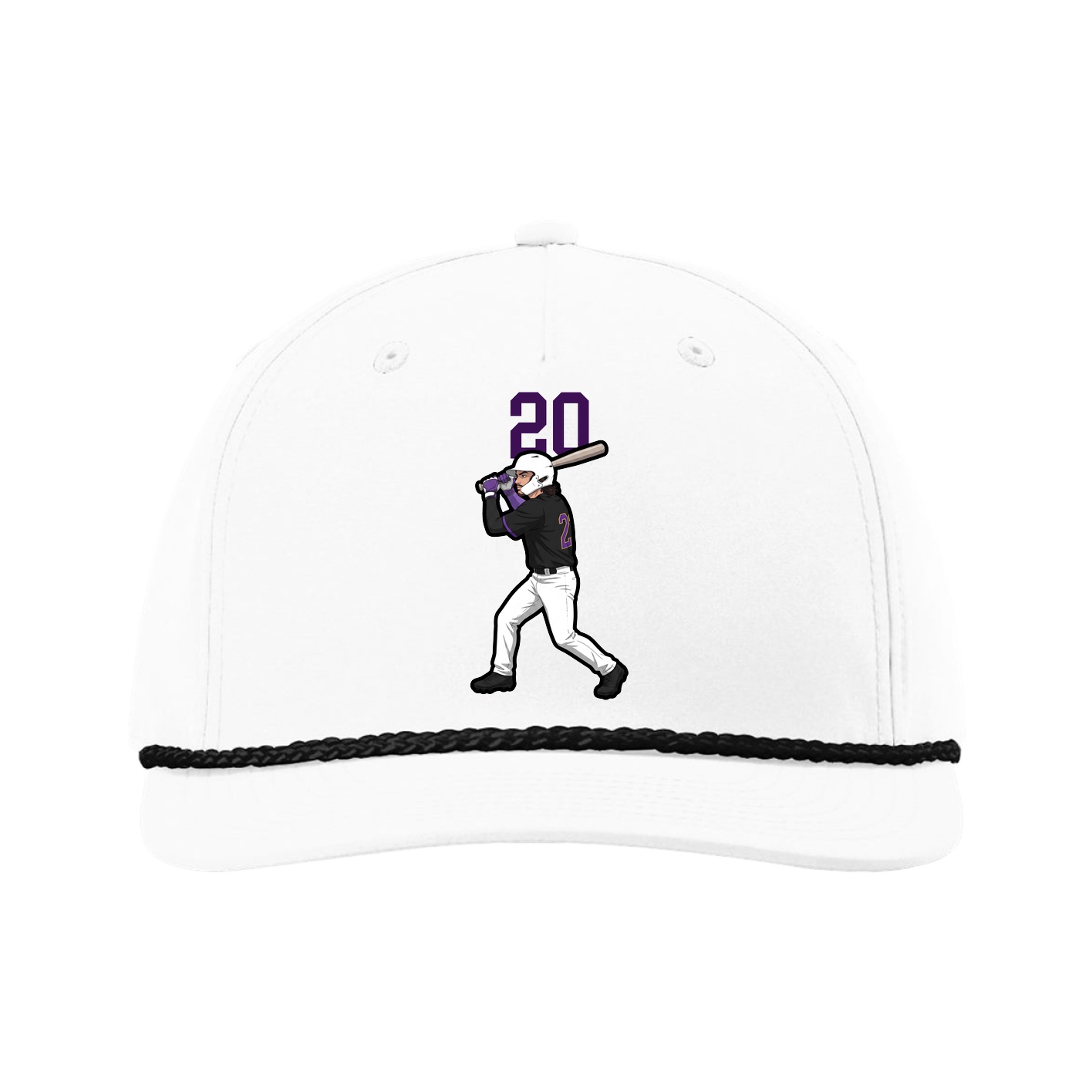 Five-Panel Classic Rope Cap — Number Top in White
