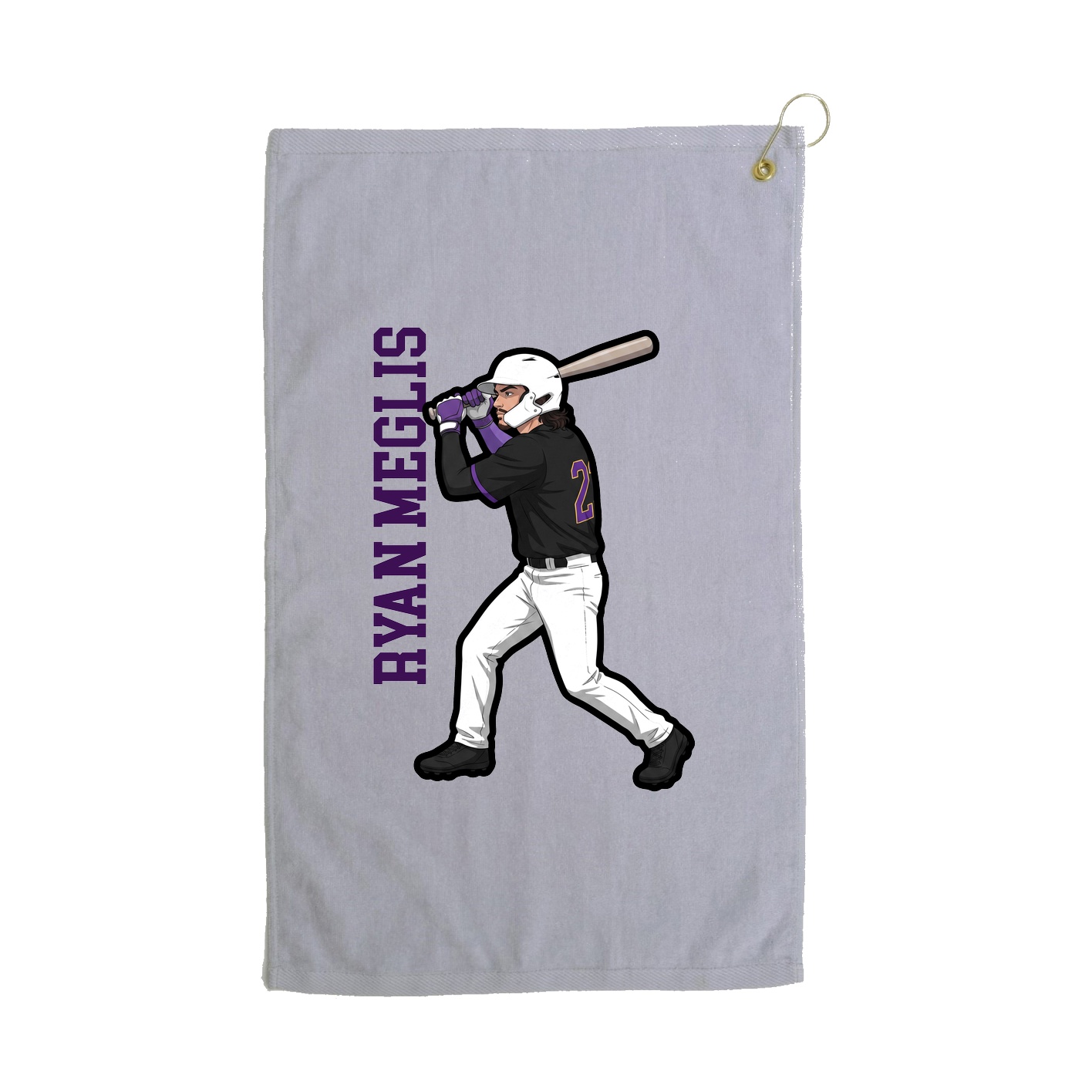Golf Towel — Name Vertical in Grey