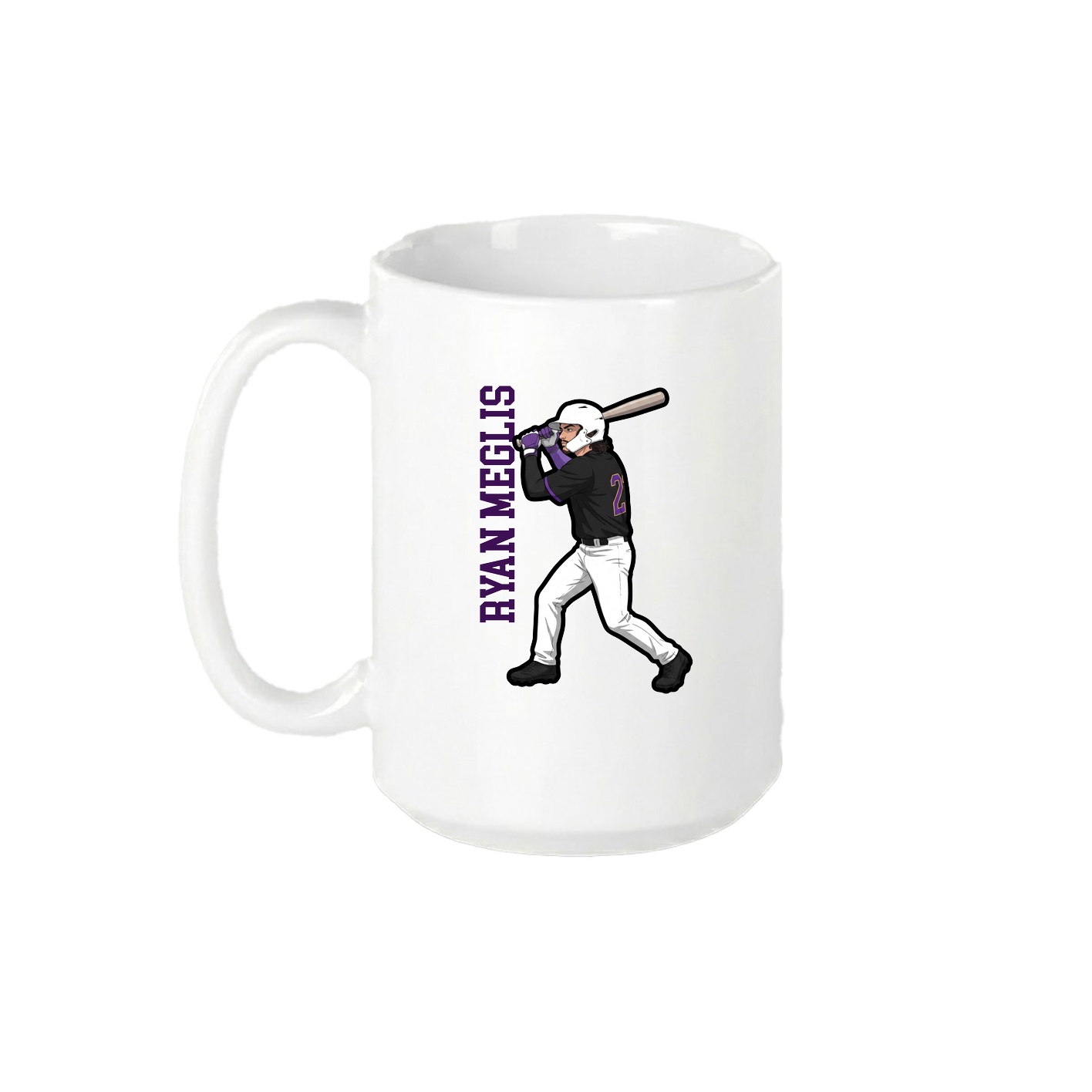 15oz Coffee Mug — Name Vertical in White