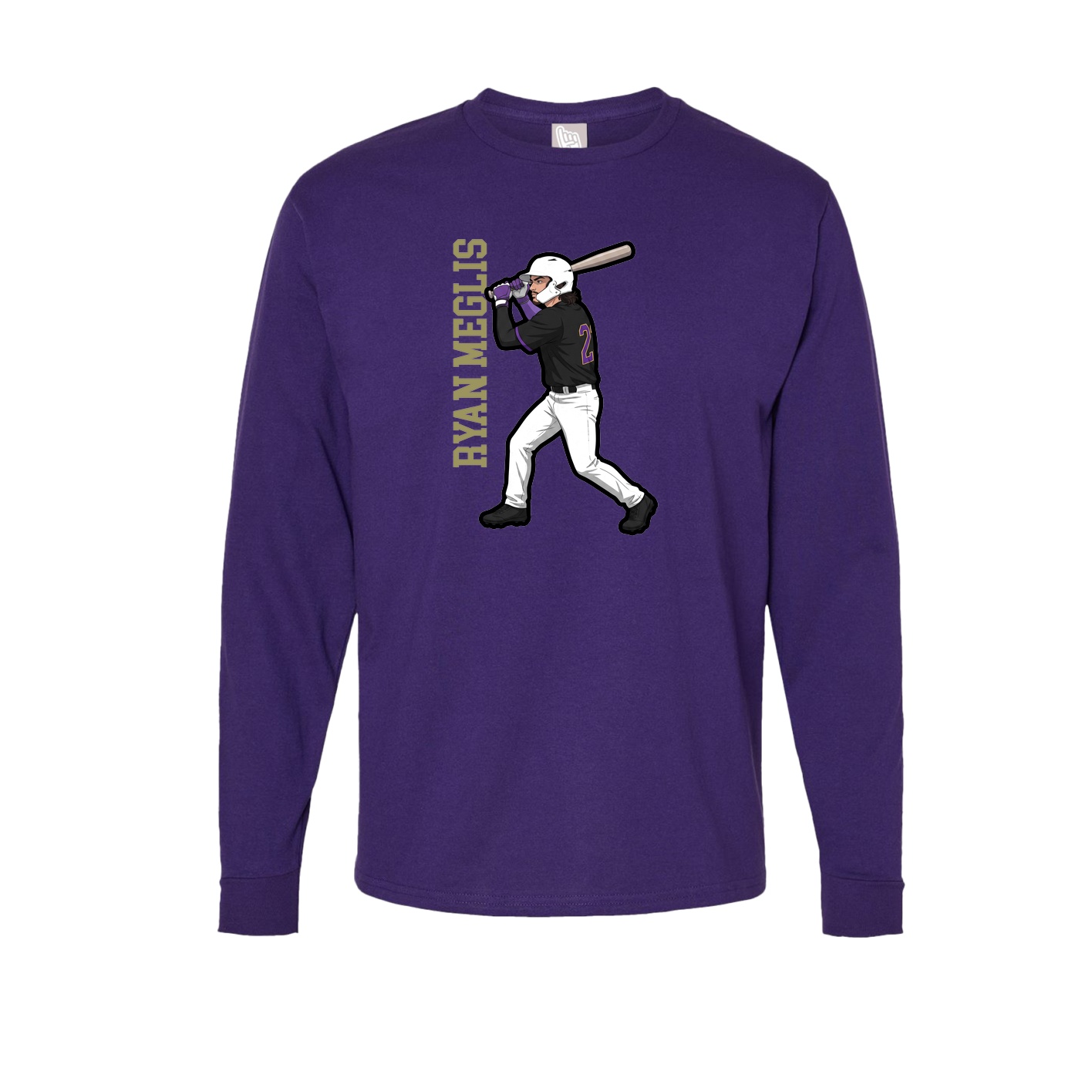 Long Sleeve Tee — Name Vertical in Purple