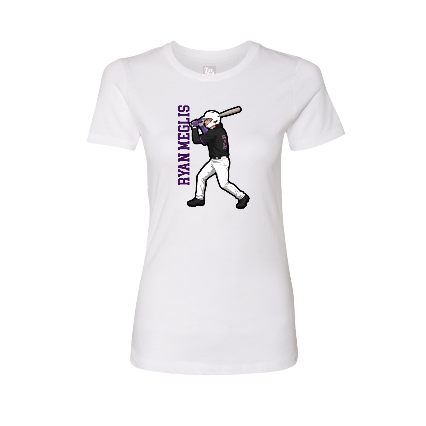 Fitted Women's Tee — Name Vertical in White