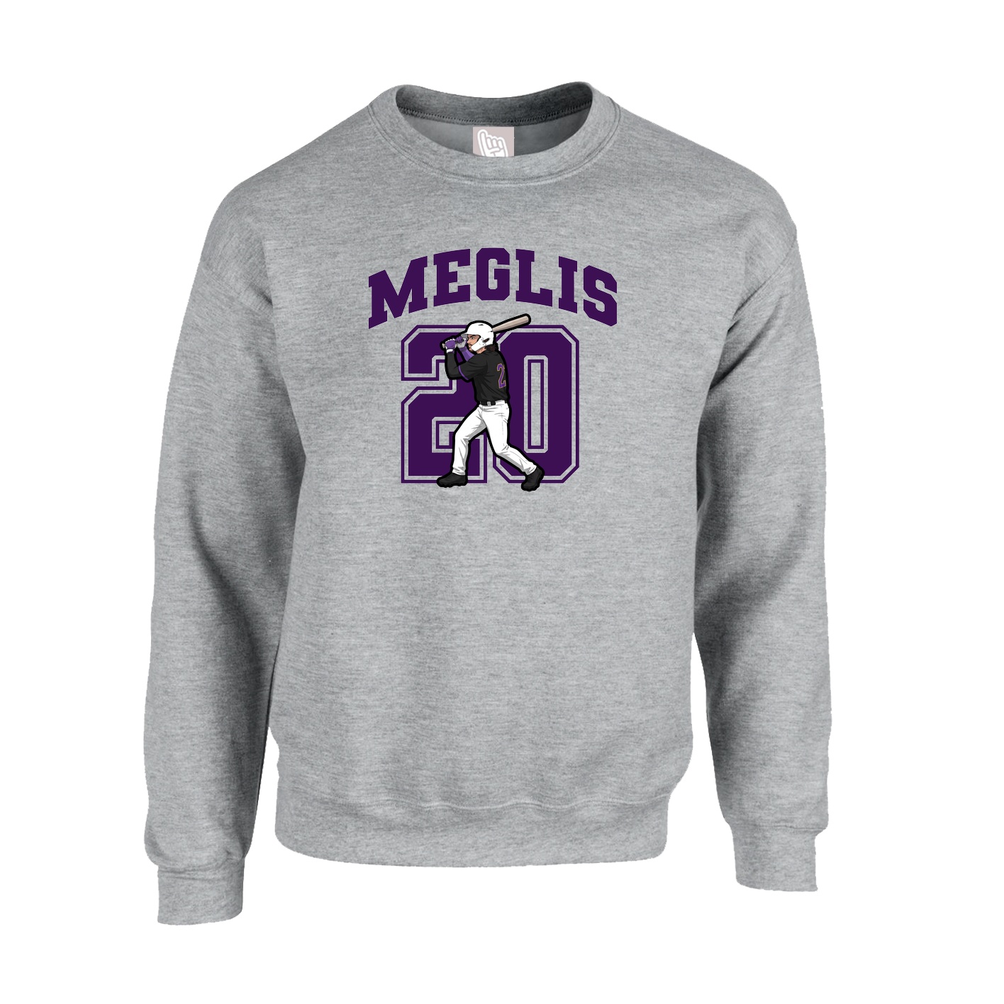 Fleece Crew — Number in Grey