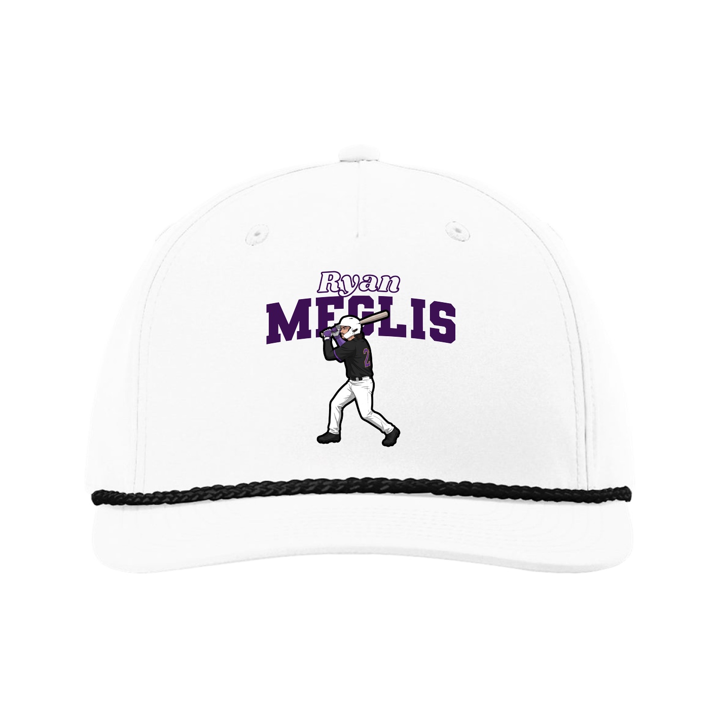 Five-Panel Classic Rope Cap — Name Arch in White