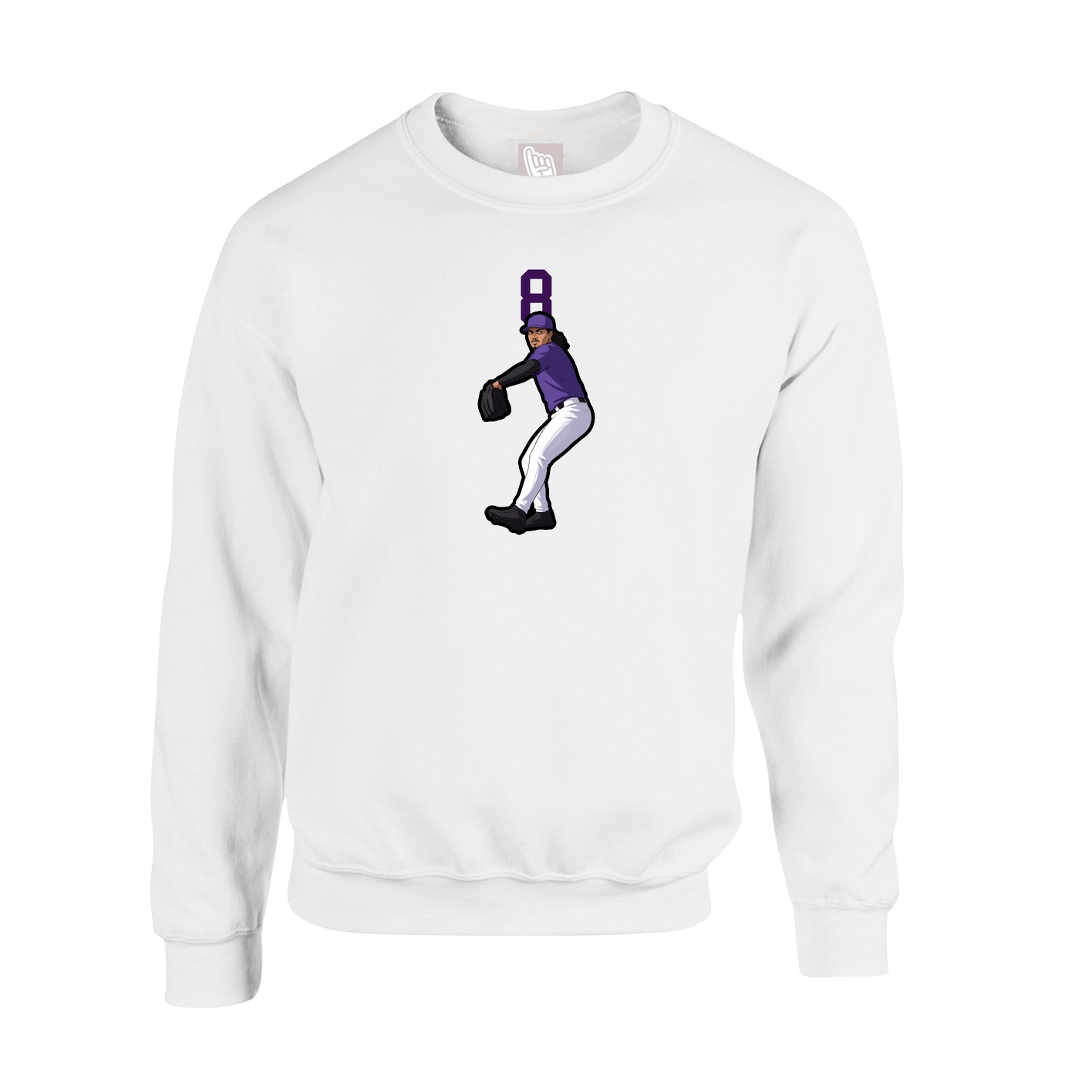 Fleece Crew — Number Top in White