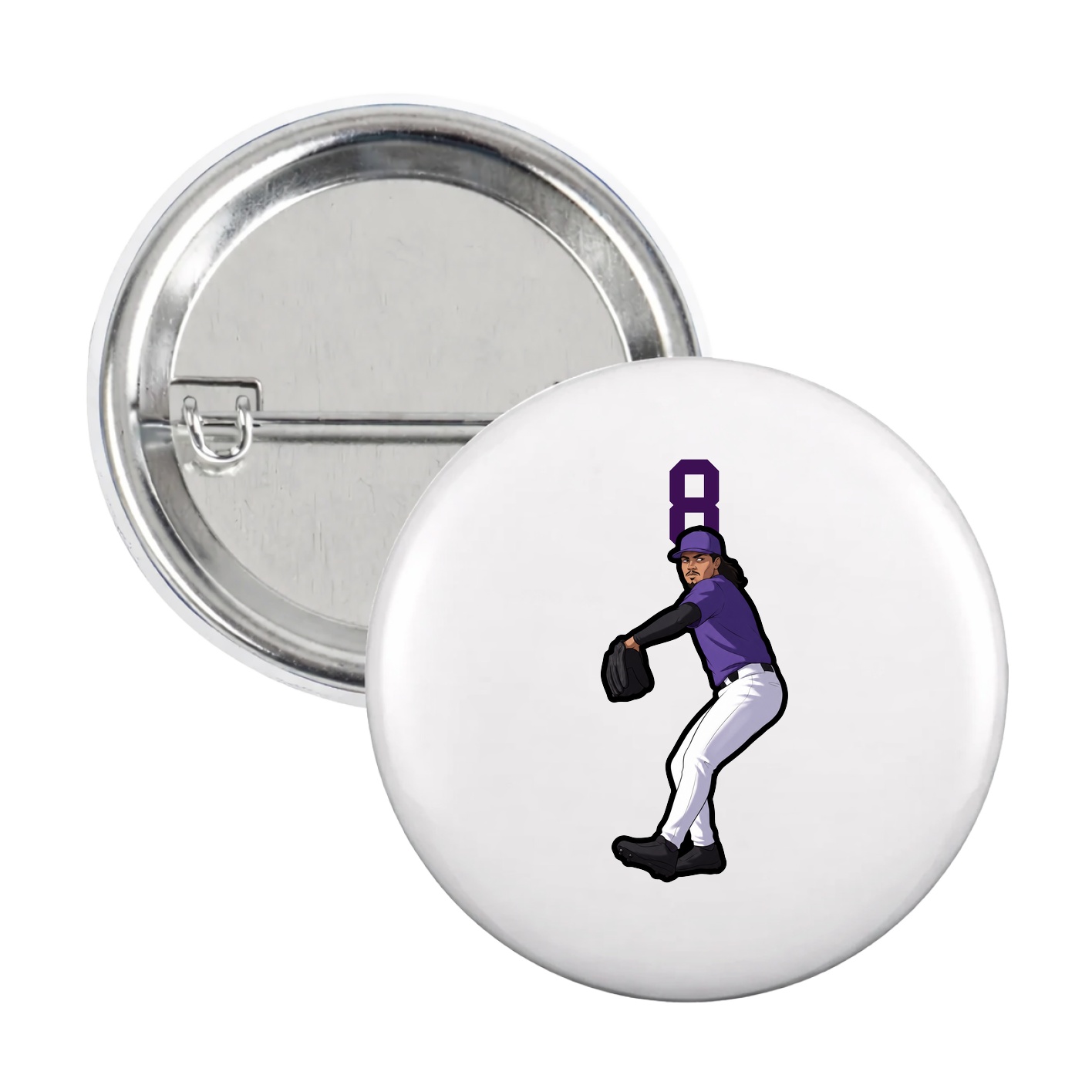 Game Day Button — Number Top in White
