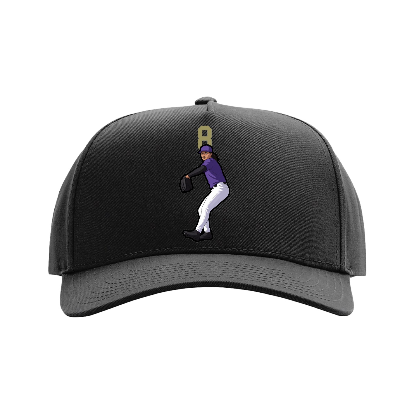 Full Fabric Five-Panel Champ Cap — Number Top in Black