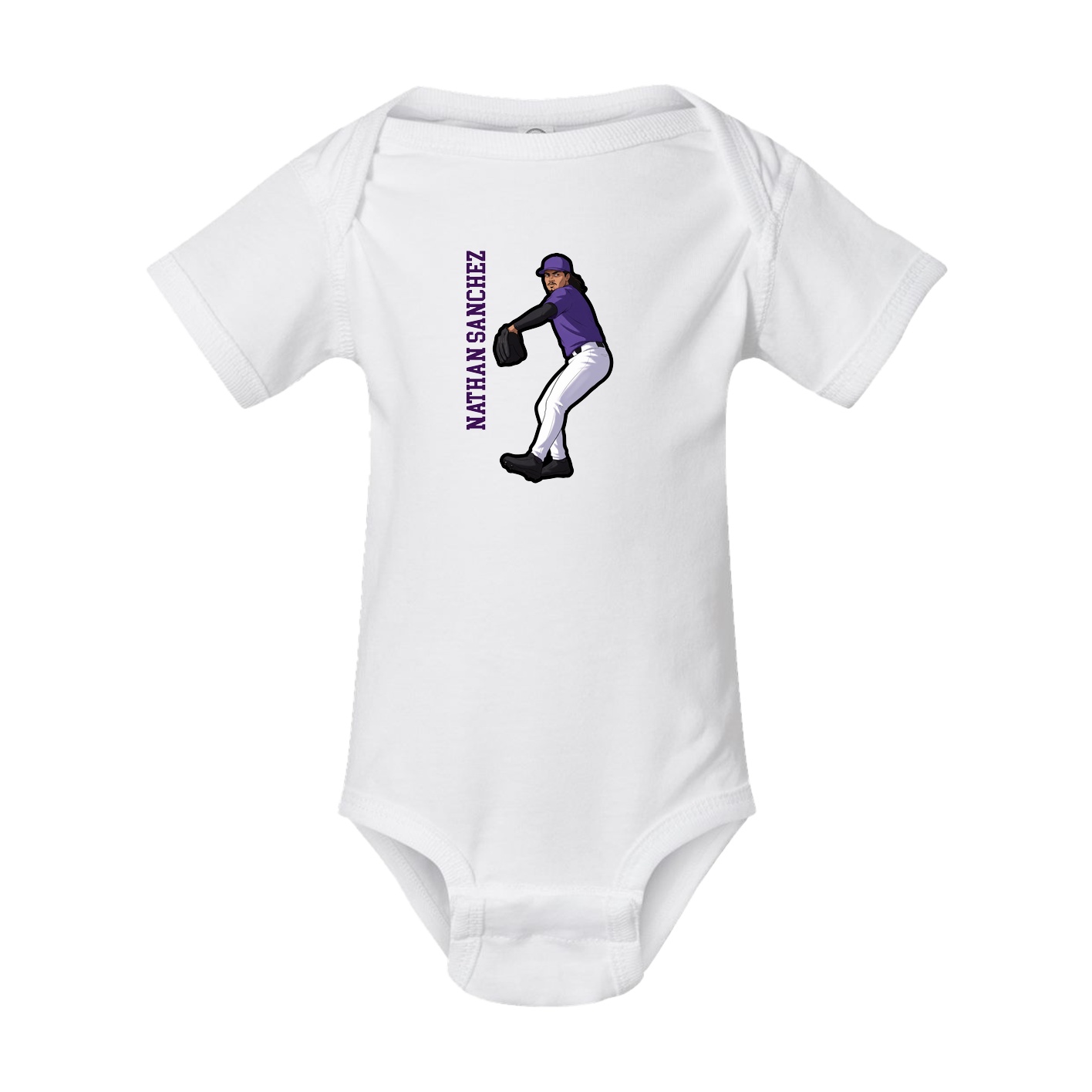 Baby Onesie — Name Vertical in White