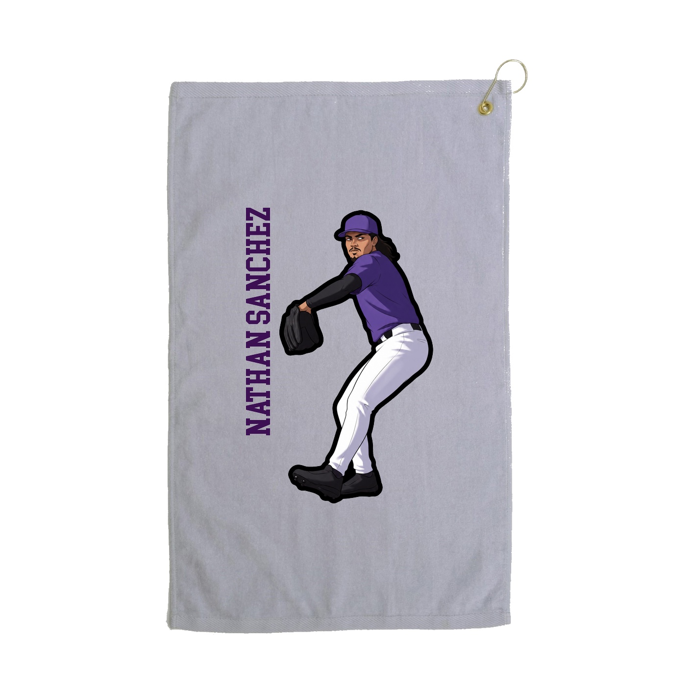 Golf Towel — Name Vertical in Grey