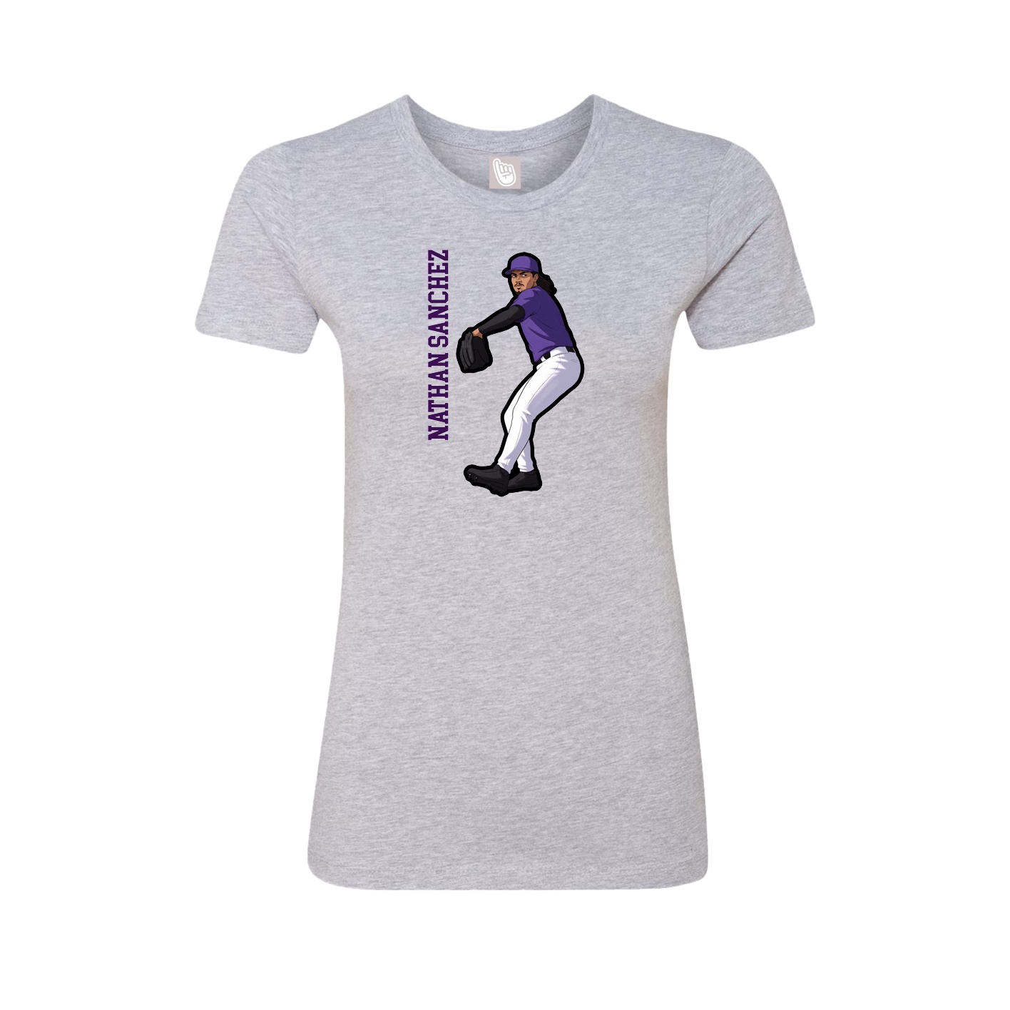 Fitted Women's Tee — Name Vertical in Grey