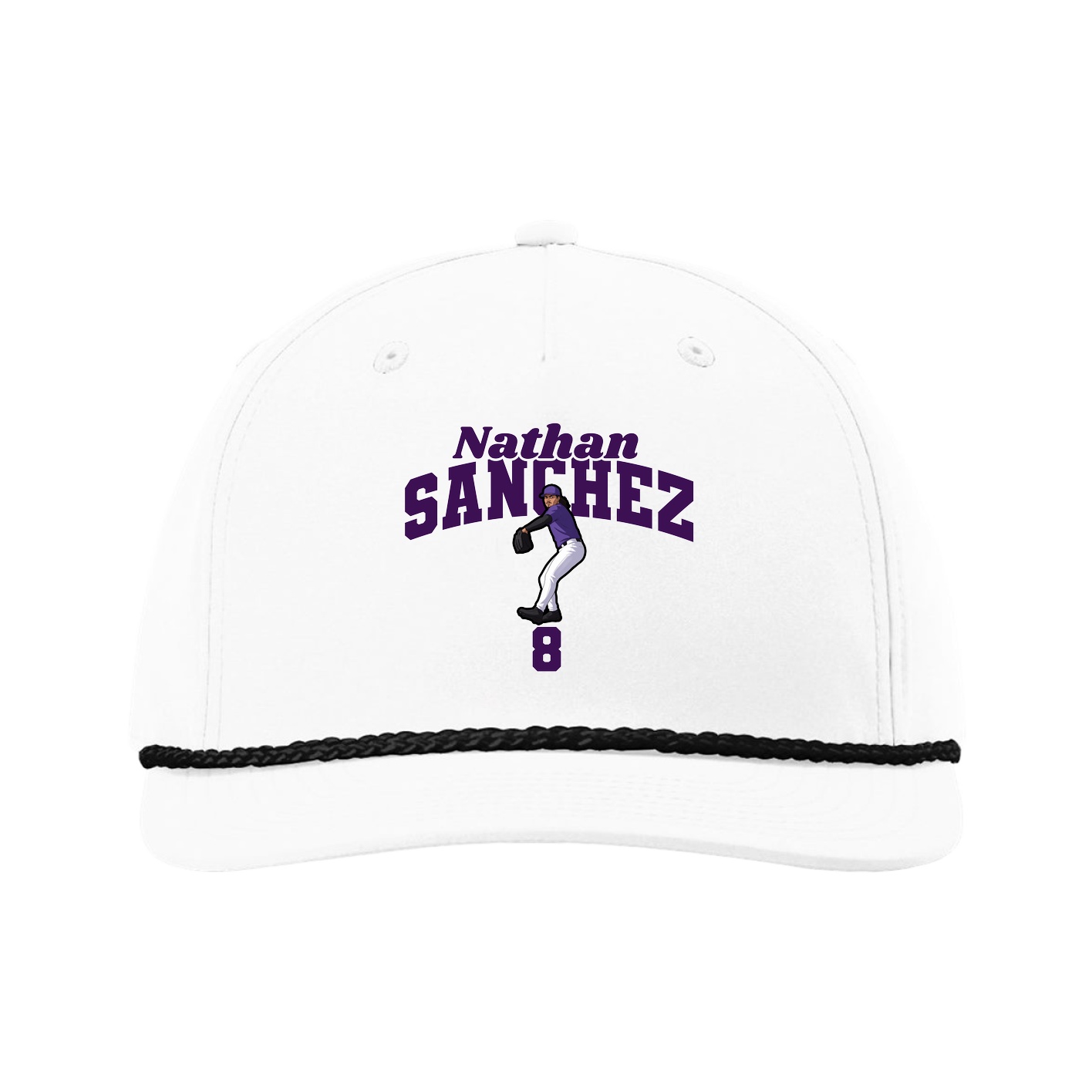 Five-Panel Classic Rope Cap — Signature Arch in White