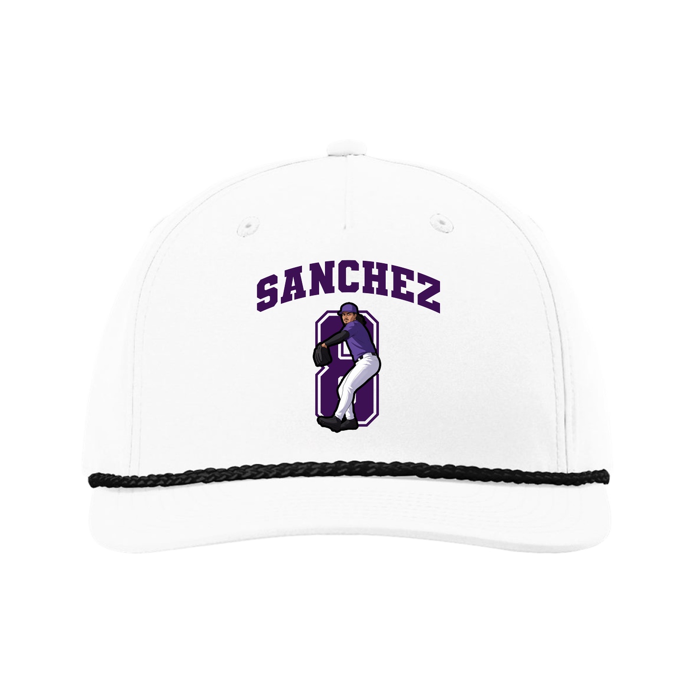 Five-Panel Classic Rope Cap — Number in White