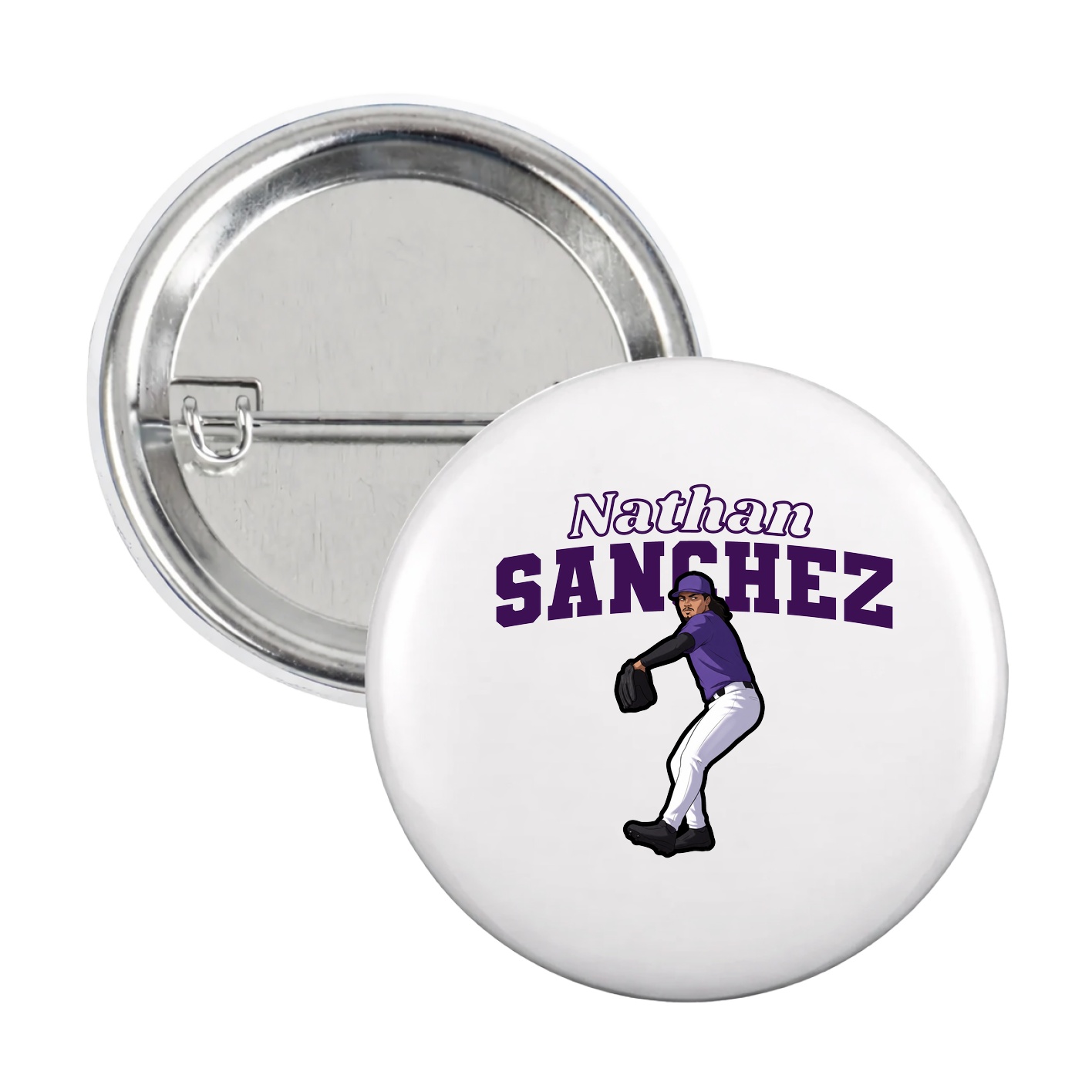 Game Day Button — Name Arch in White