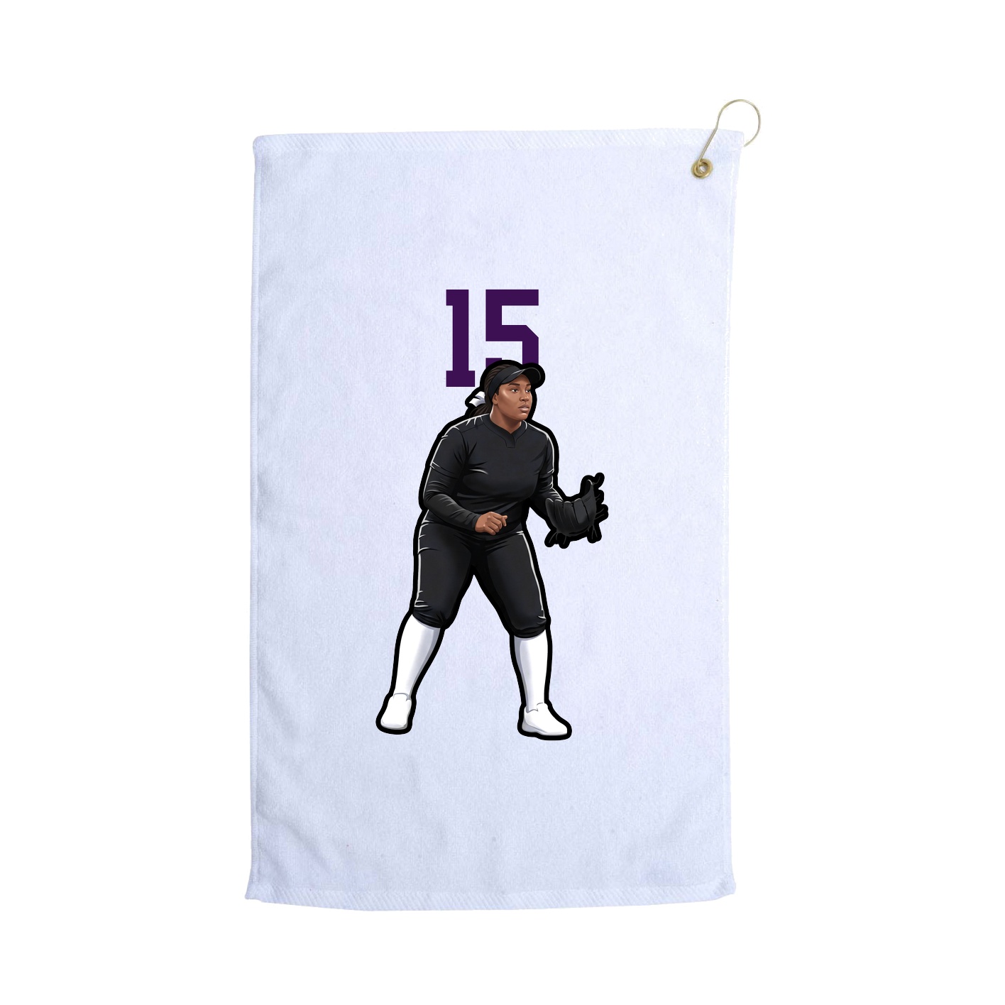 Golf Towel — Number Top in White