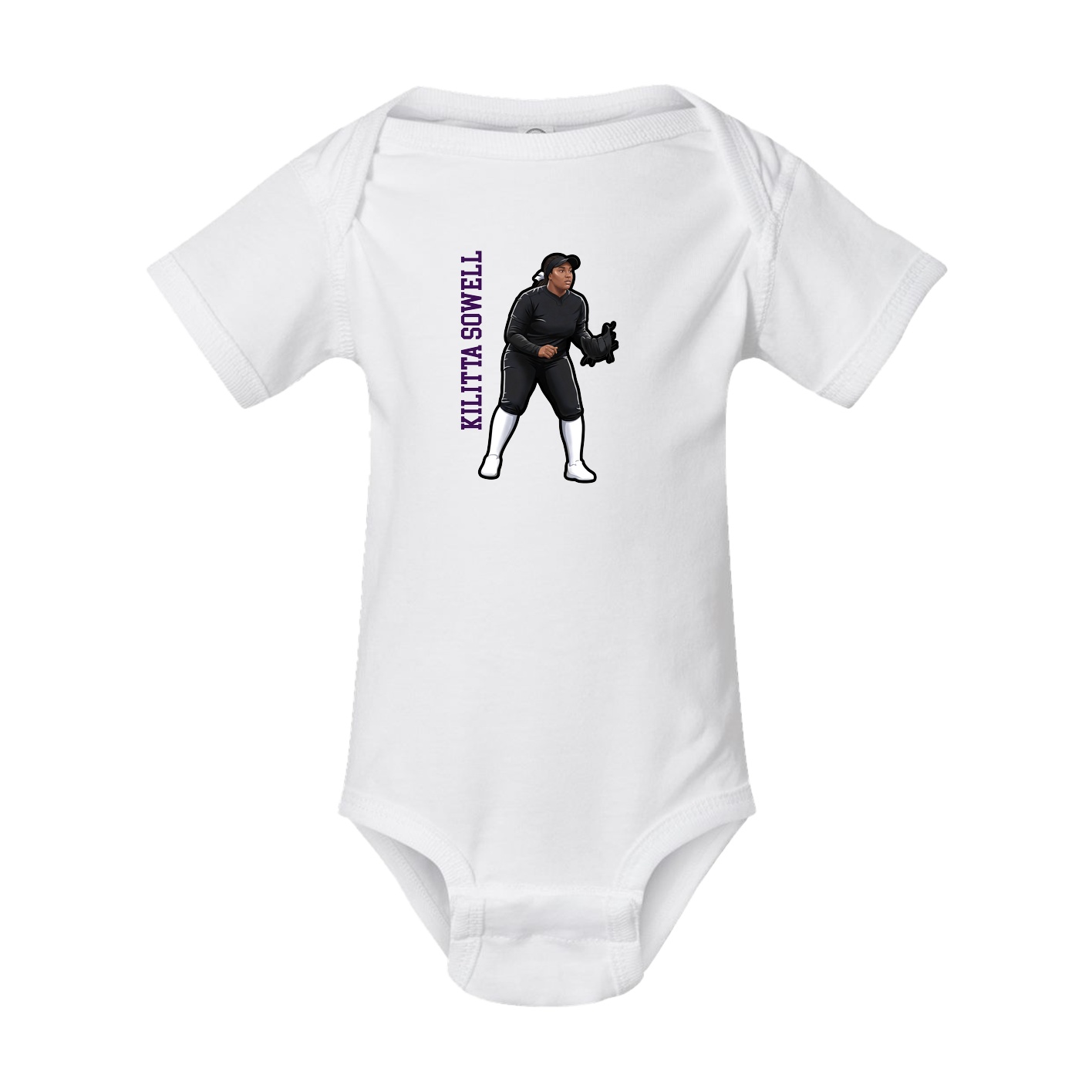 Baby Onesie — Name Vertical in White