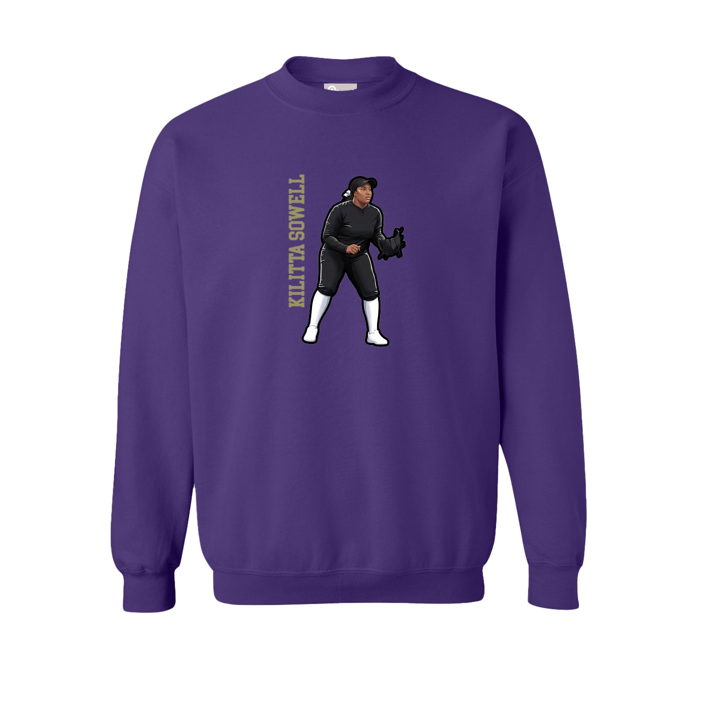 Fleece Crew — Name Vertical in Purple