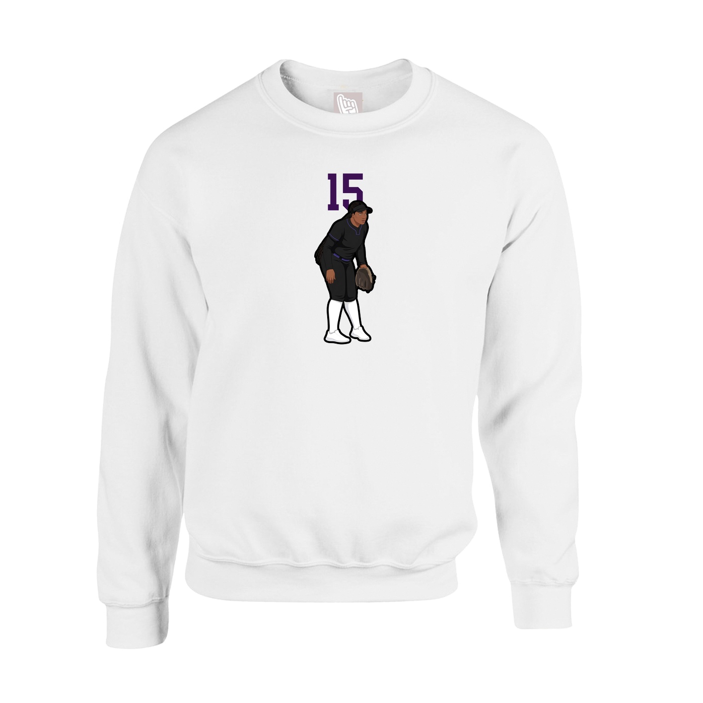 Fleece Crew — Number Top in White