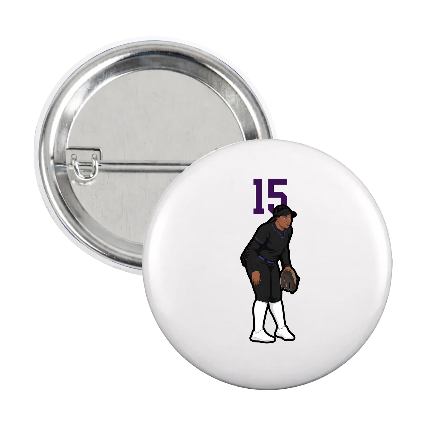 Game Day Button — Number Top in White
