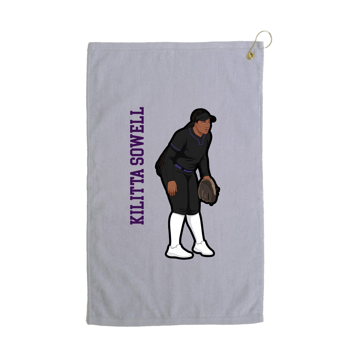 Golf Towel — Name Vertical in Grey