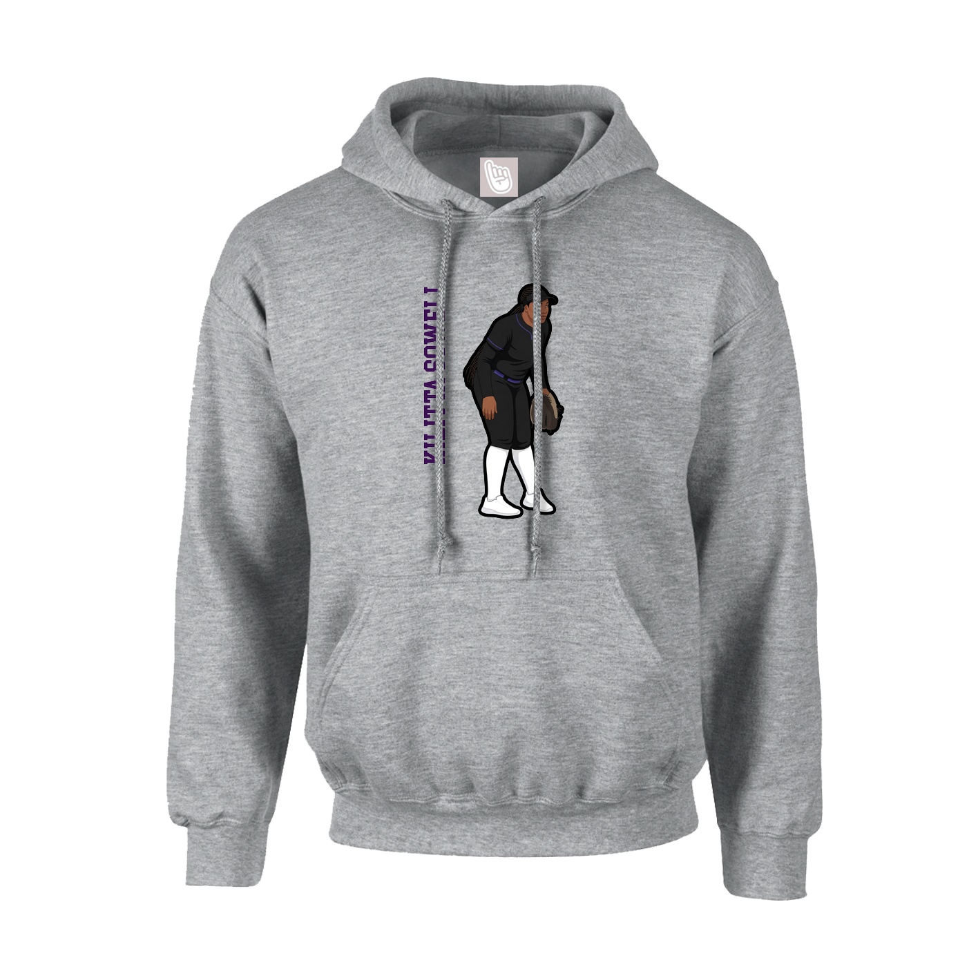 Hoodie — Name Vertical in Grey