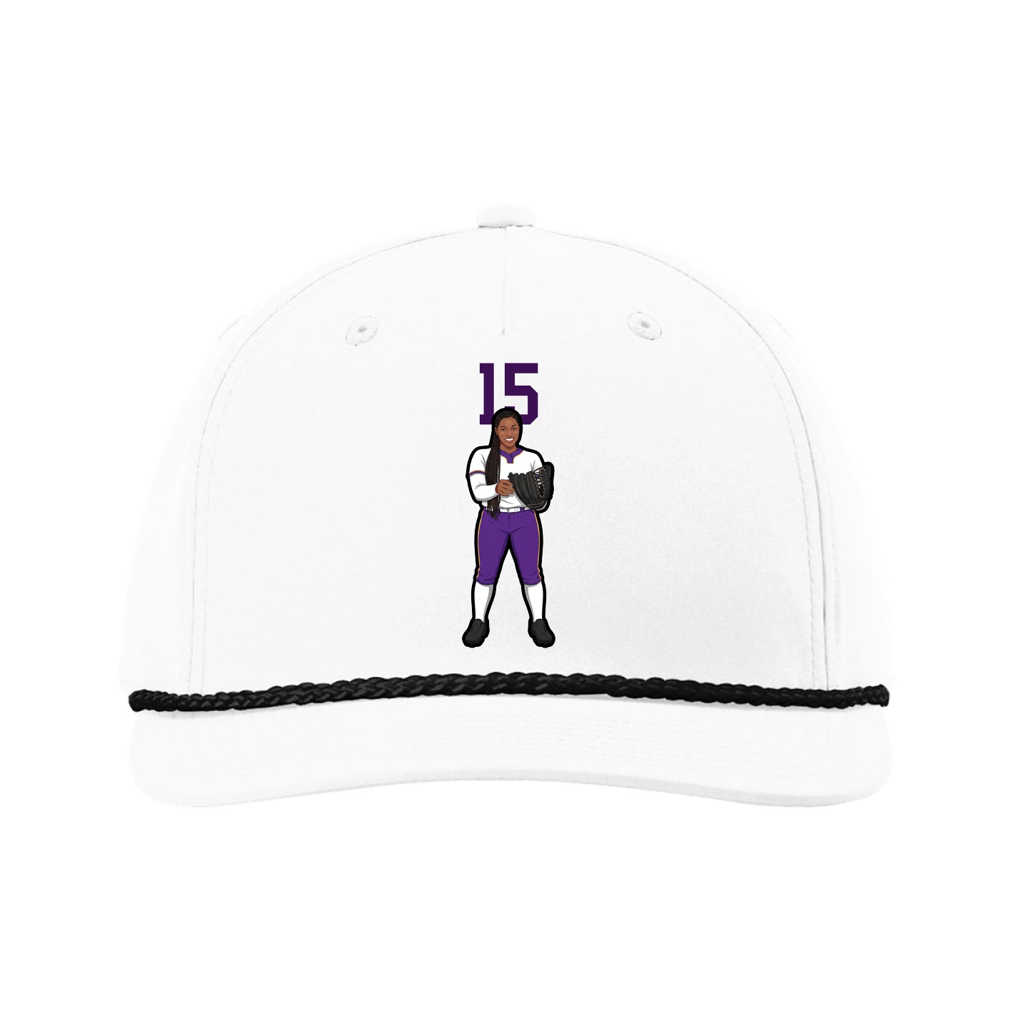 Five-Panel Classic Rope Cap — Number Top in White