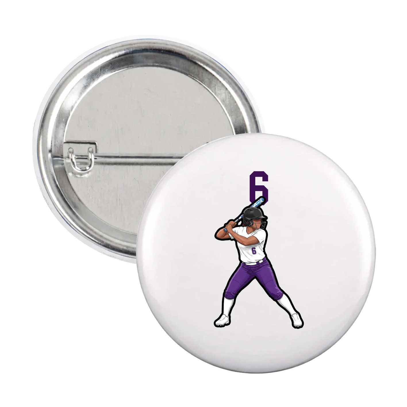 Game Day Button — Number Top in White