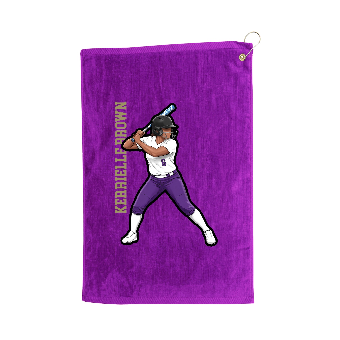 Golf Towel — Name Vertical in Purple