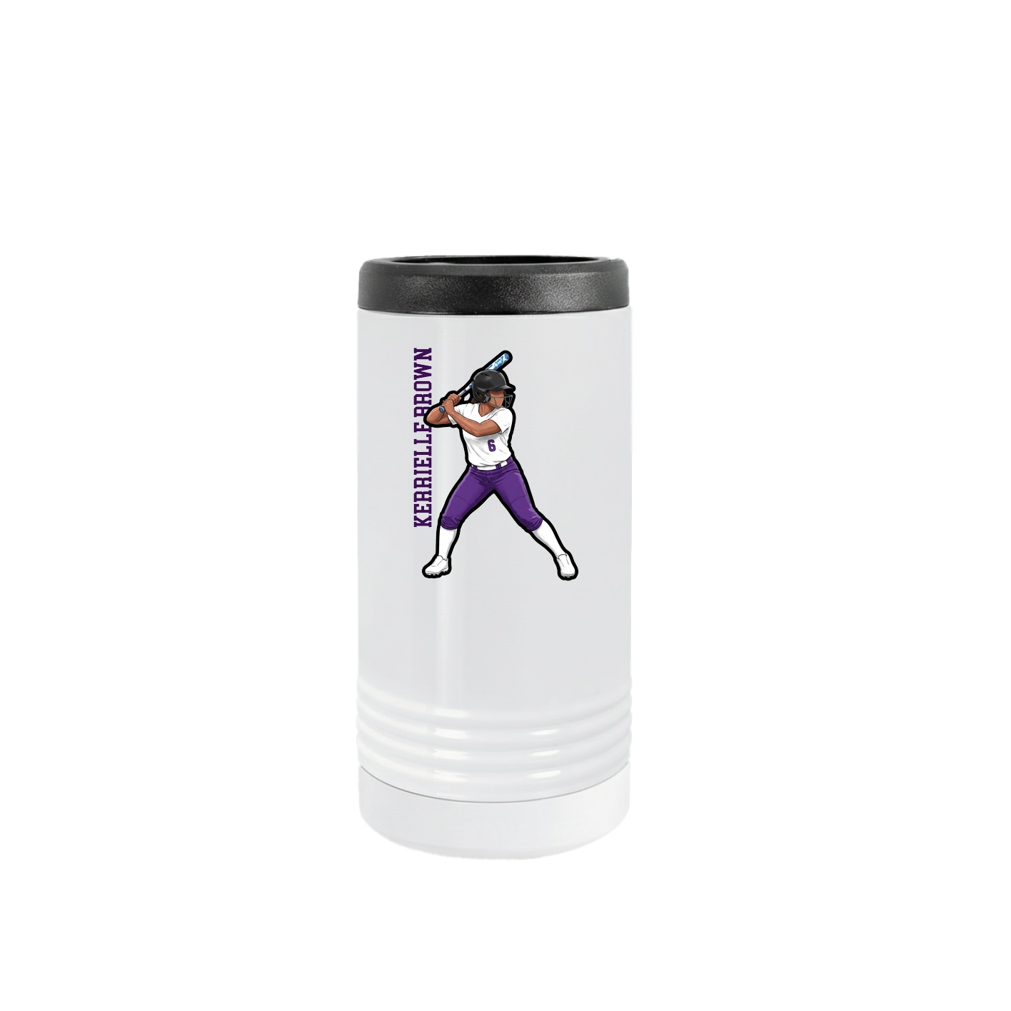 Slim Beverage Holder — Name Vertical in White