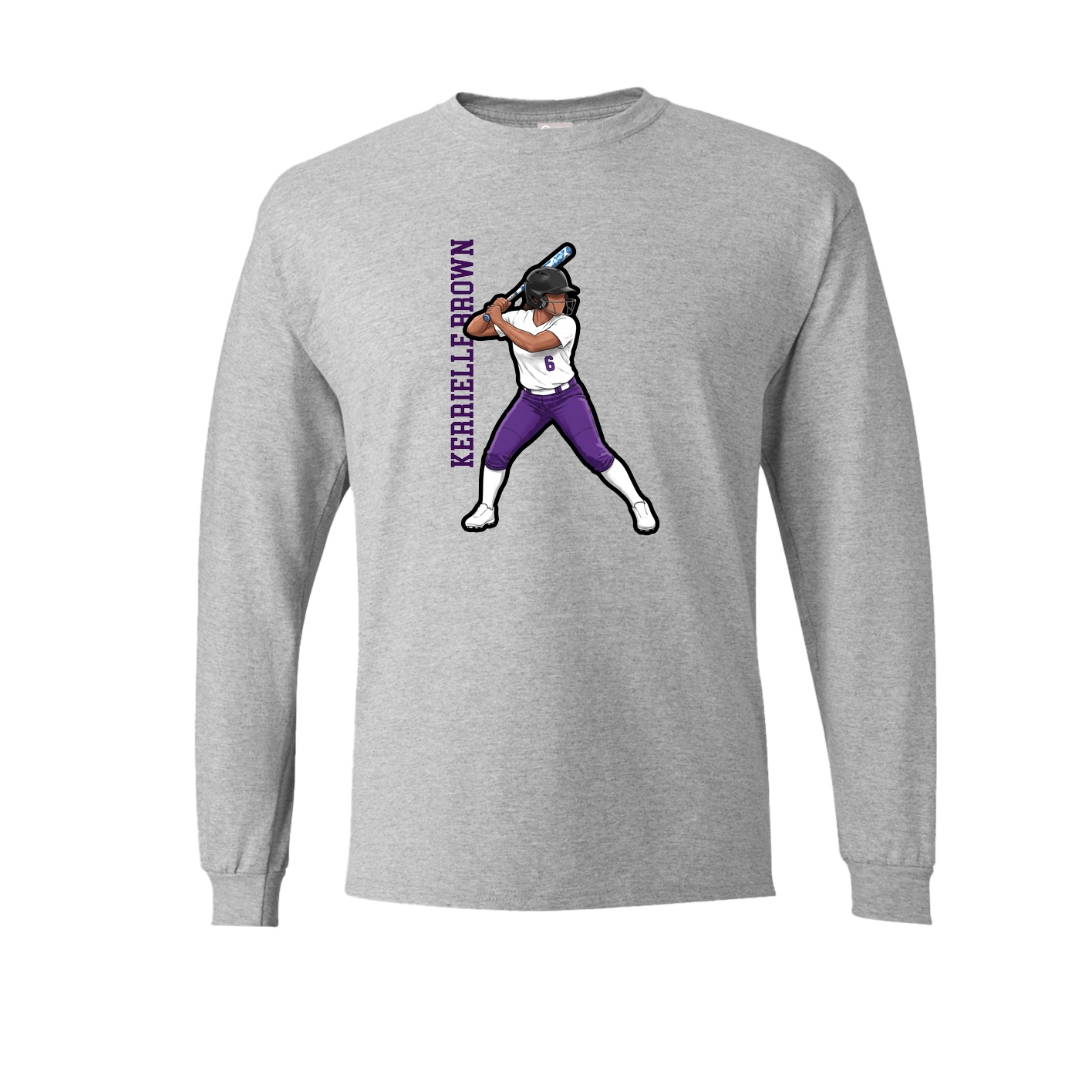 Long Sleeve Tee — Name Vertical in Grey