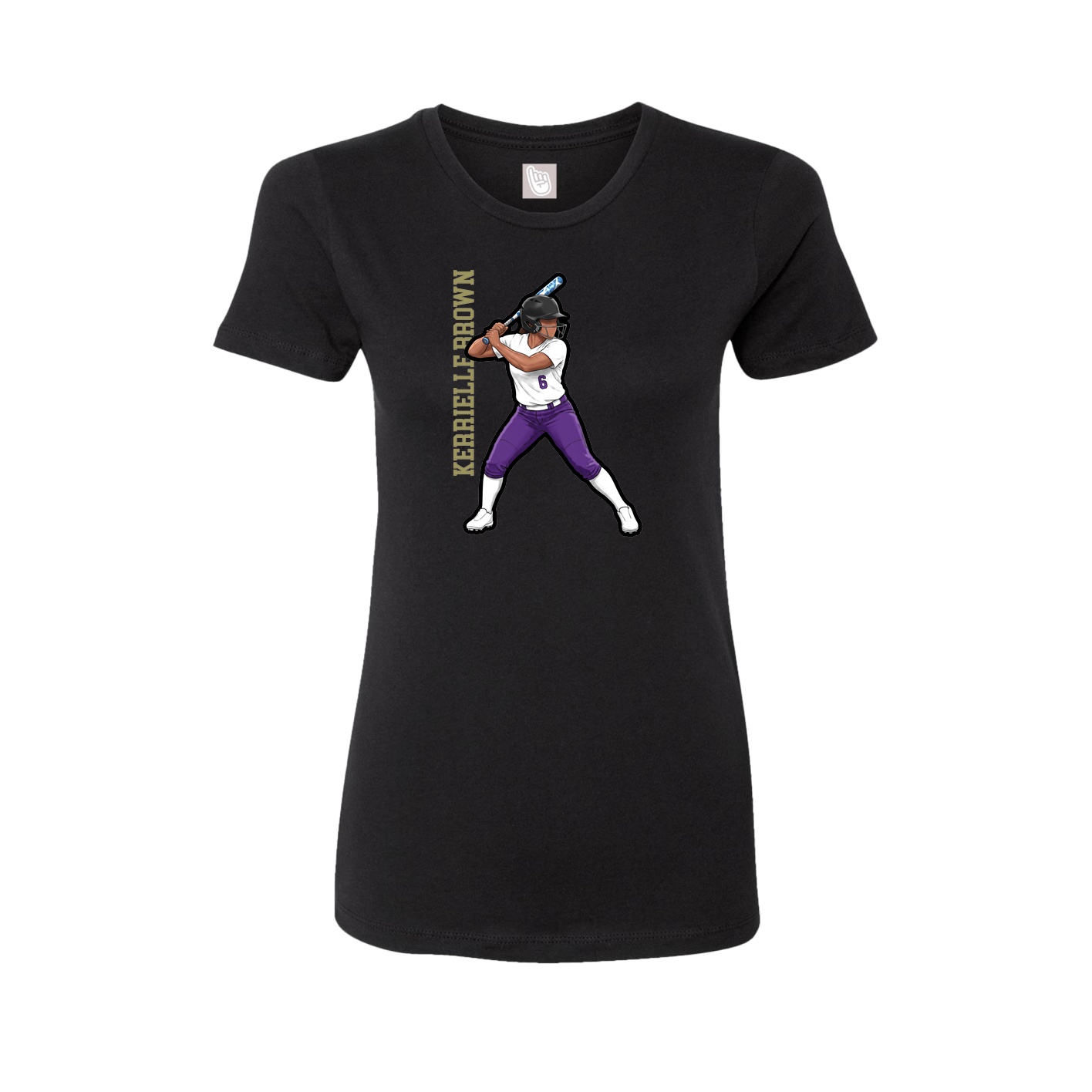 Fitted Women's Tee — Name Vertical in Black