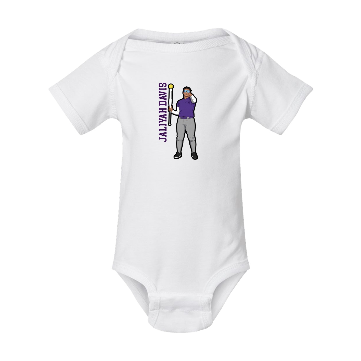 Baby Onesie — Name Vertical in White