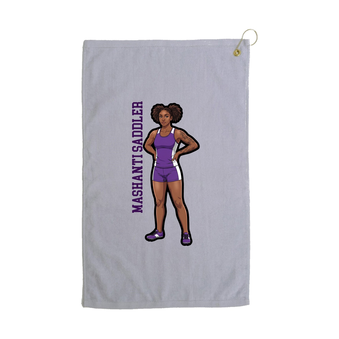 Golf Towel — Name Vertical in Grey