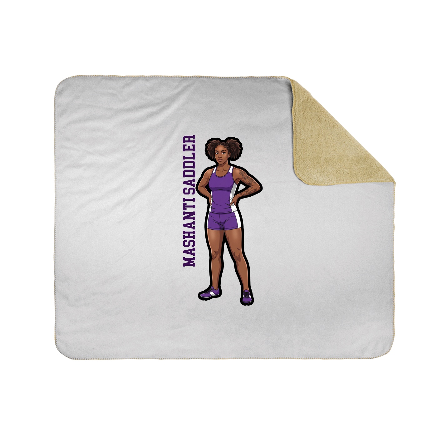 Throw Blanket — Name Vertical in White