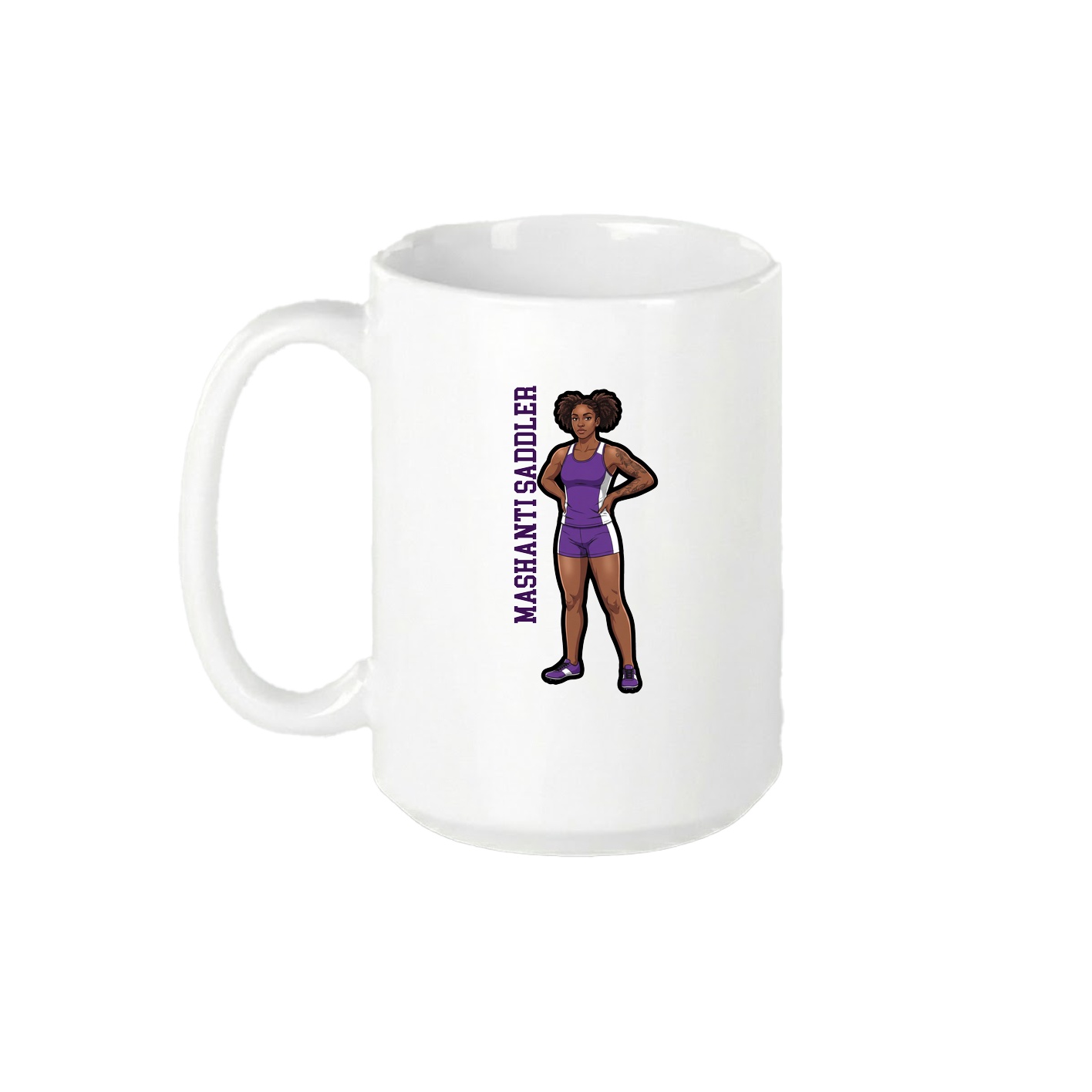 15oz Coffee Mug — Name Vertical in White
