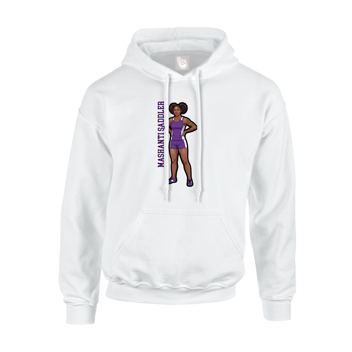 Youth Hoodie — Name Vertical in White