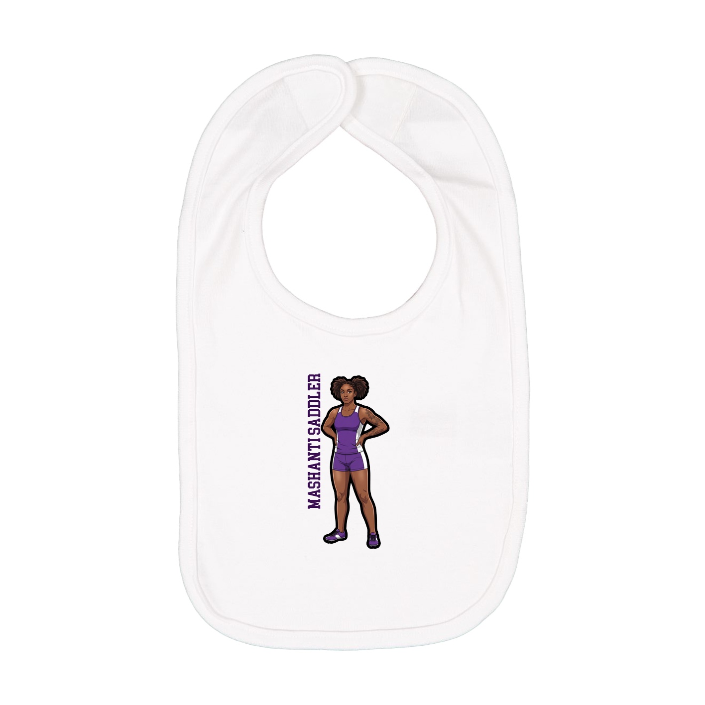 Infant Bib — Name Vertical in White