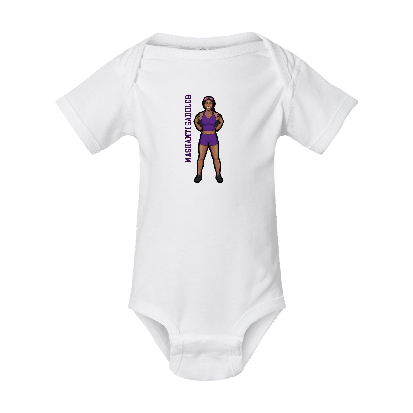 Baby Onesie — Name Vertical in White