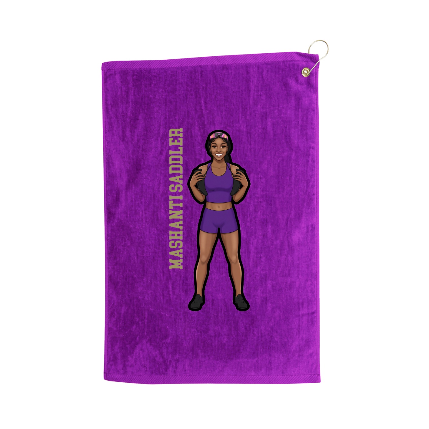 Golf Towel — Name Vertical in Purple